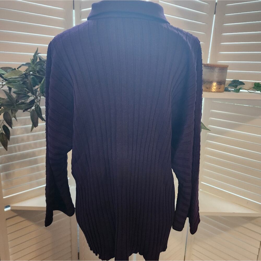 Misook Purple Ribbed Button Down Sweater Size Lar… - image 5
